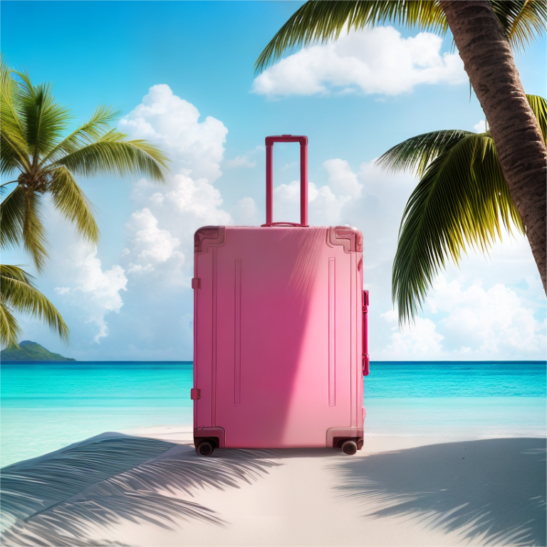 Do you like to take pink luggage to the beach to relax?